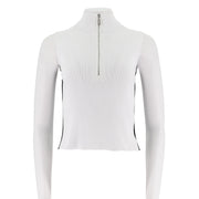 Stand-Collar Half Zip Ribbed Tank