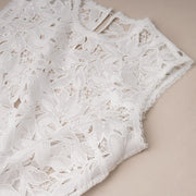 Embroidered Lace Cropped Sleeveless Top