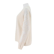 Lace Cutouts Merino Wool Sweater