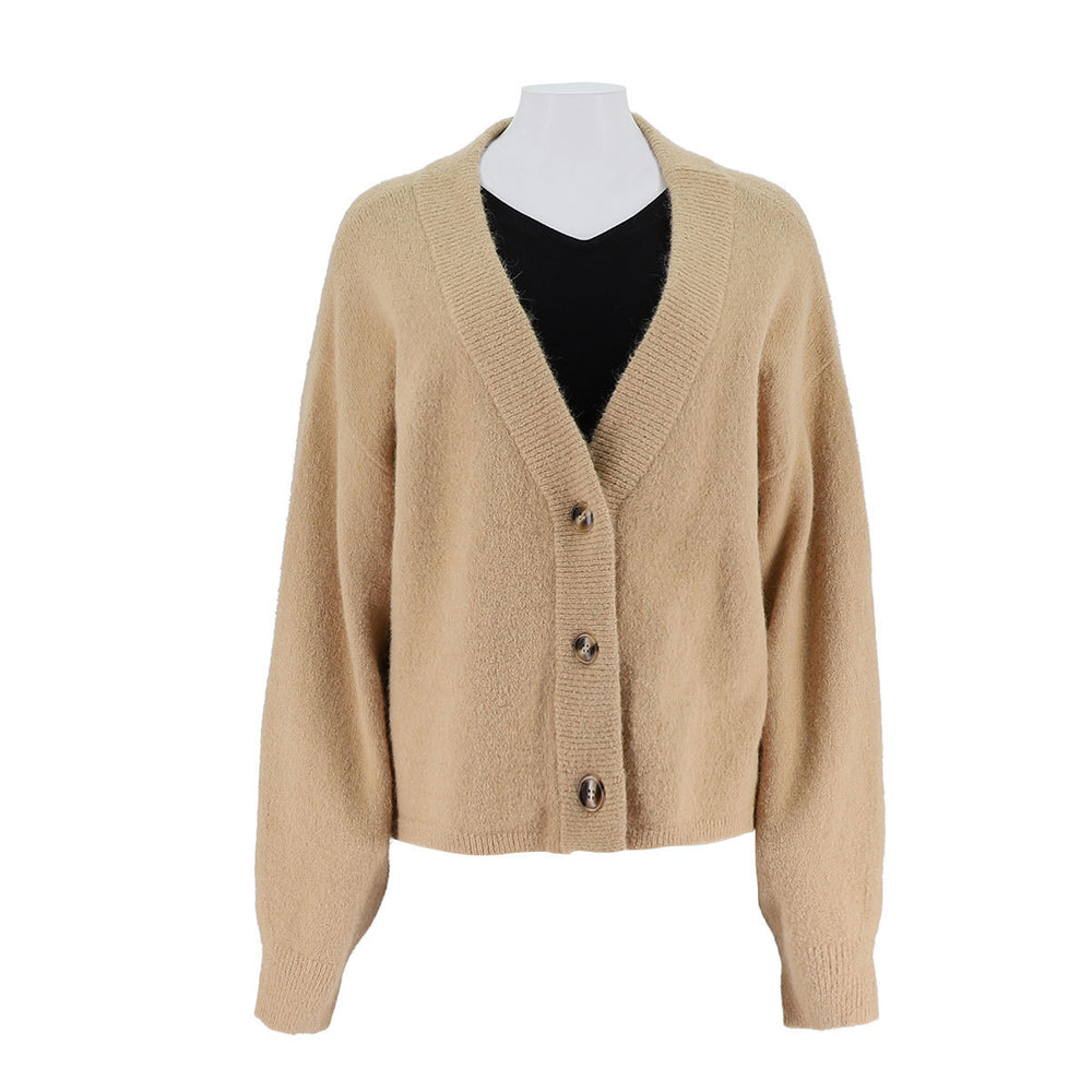 Single Breasted V-Neck Cardigan Sweater