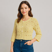 Fancy Stitch Cropped Cardigan