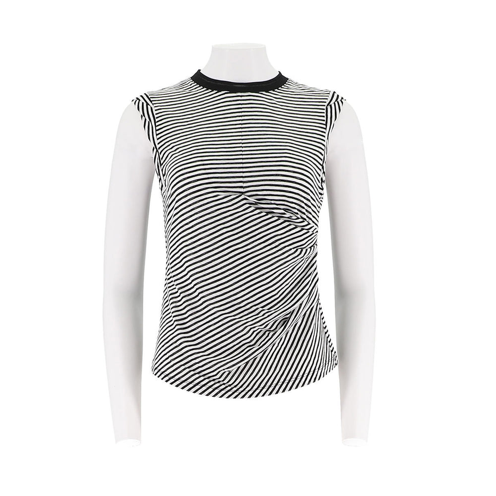Round Neck Sleeveless Striped Shirt