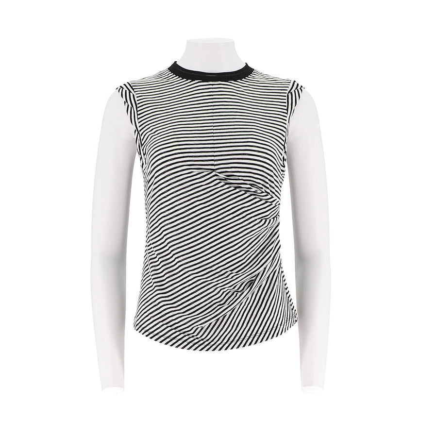 Round Neck Sleeveless Striped Shirt