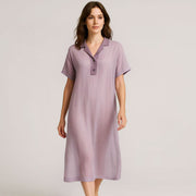 Half Placket Boxy Woven Dress