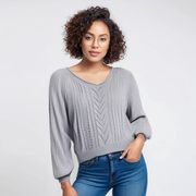 Women'S V-Neck Long Sleeved Top