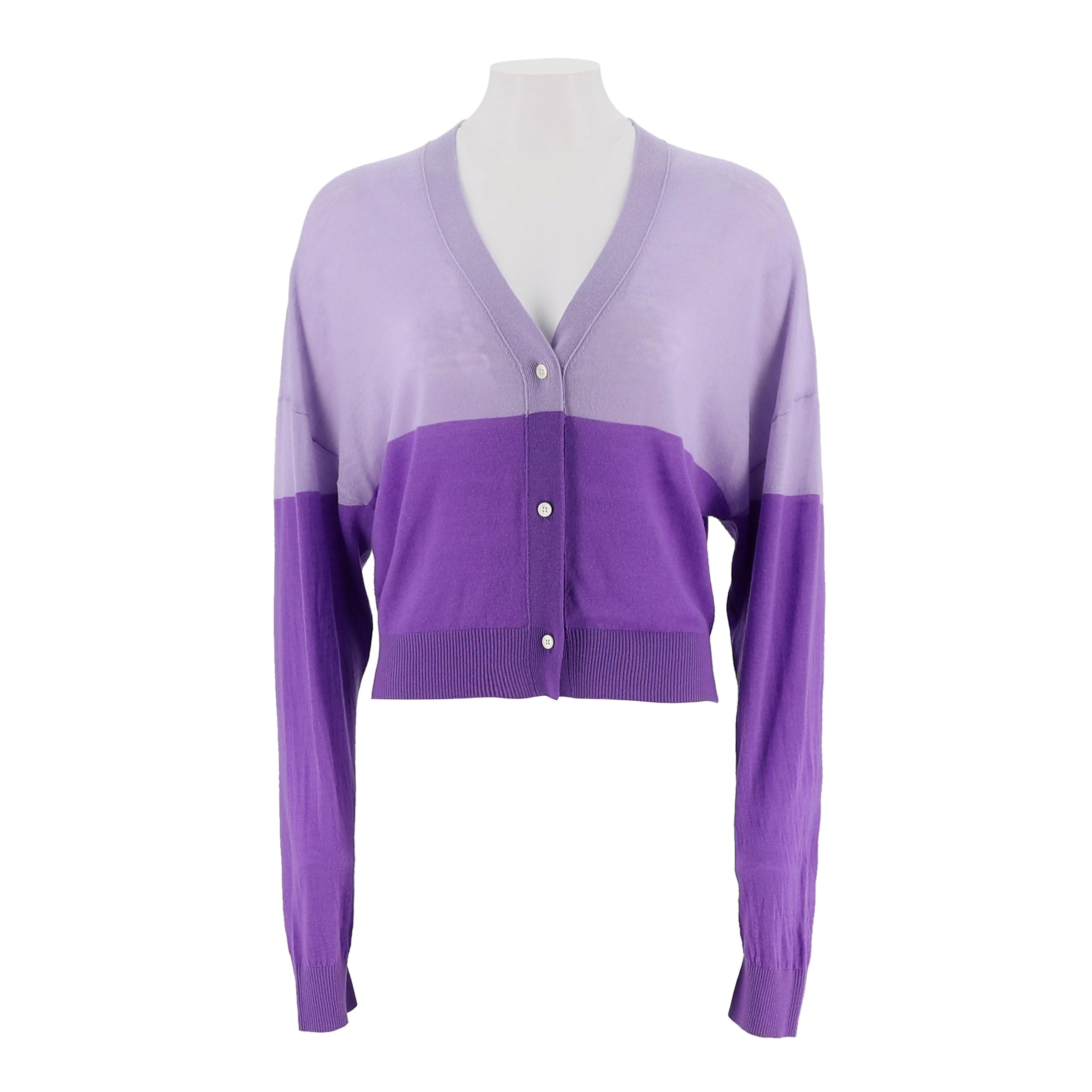Colorblocked V-Neck Button Up Cardigan