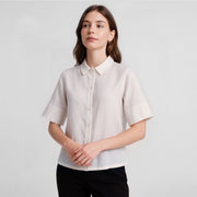 Mid-Sleeve Button Up Woven Shirt