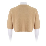 Womens Alpaca-Blend Cropped Short Sleeve Sweater