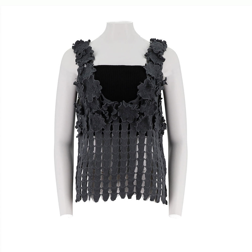 V-Neck Three-Dimensional Floral Vest