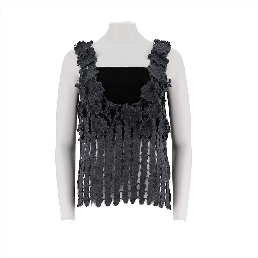 V-Neck Three-Dimensional Floral Vest
