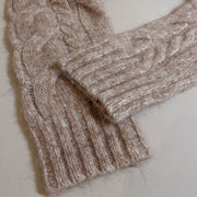 Mock-Neck Knitted Cardigan Coat