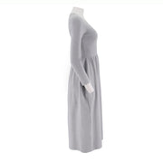 Round Neck Slim Fit Pleated Dress