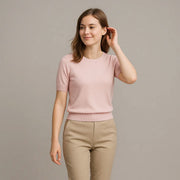 Round Neck Short Sleeve Cashair Sweater