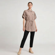 Short Sleeved Lace Up Shirt
