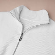 Stand-Collar Half Zip Ribbed Tank