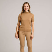 High Neck Short Sleeved Knitted Sweater