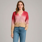 Gradient V-Neck Cardigan Sweater
