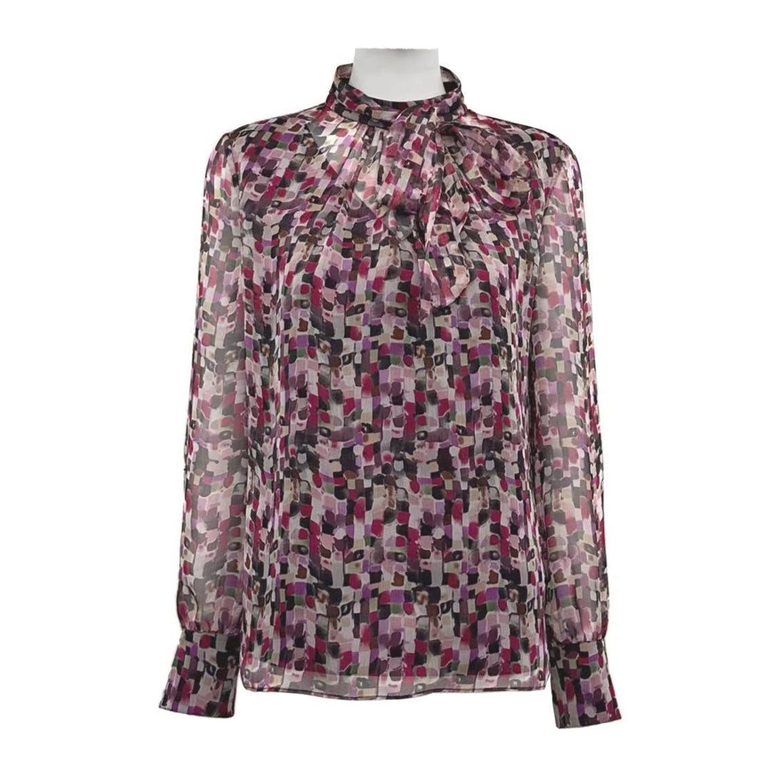 Collar Tied Printed Shirt