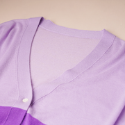 Colorblocked V-Neck Button Up Cardigan