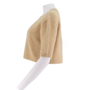 Womens Alpaca-Blend Cropped Short Sleeve Sweater