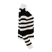 Crew Neck Striped Button Up Cardigan