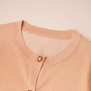Ribbed Short Sleeve Button Up Cardigan
