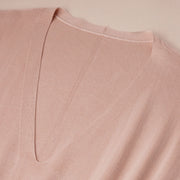 Oversized V-Neck Combed Cotton Pullover
