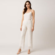 Embroidered Lace Cropped Trousers