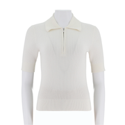 Women'S Polo Collar Half Open Chest Mid Sleeve Sweater