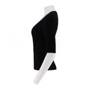 Fitted U-Neck Half Zip Knit Top
