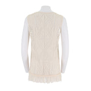 U-Neck Sleeveless Sweater With Fringed Hem