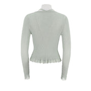 Ribbed Cardigan With Detachable Neck Tie