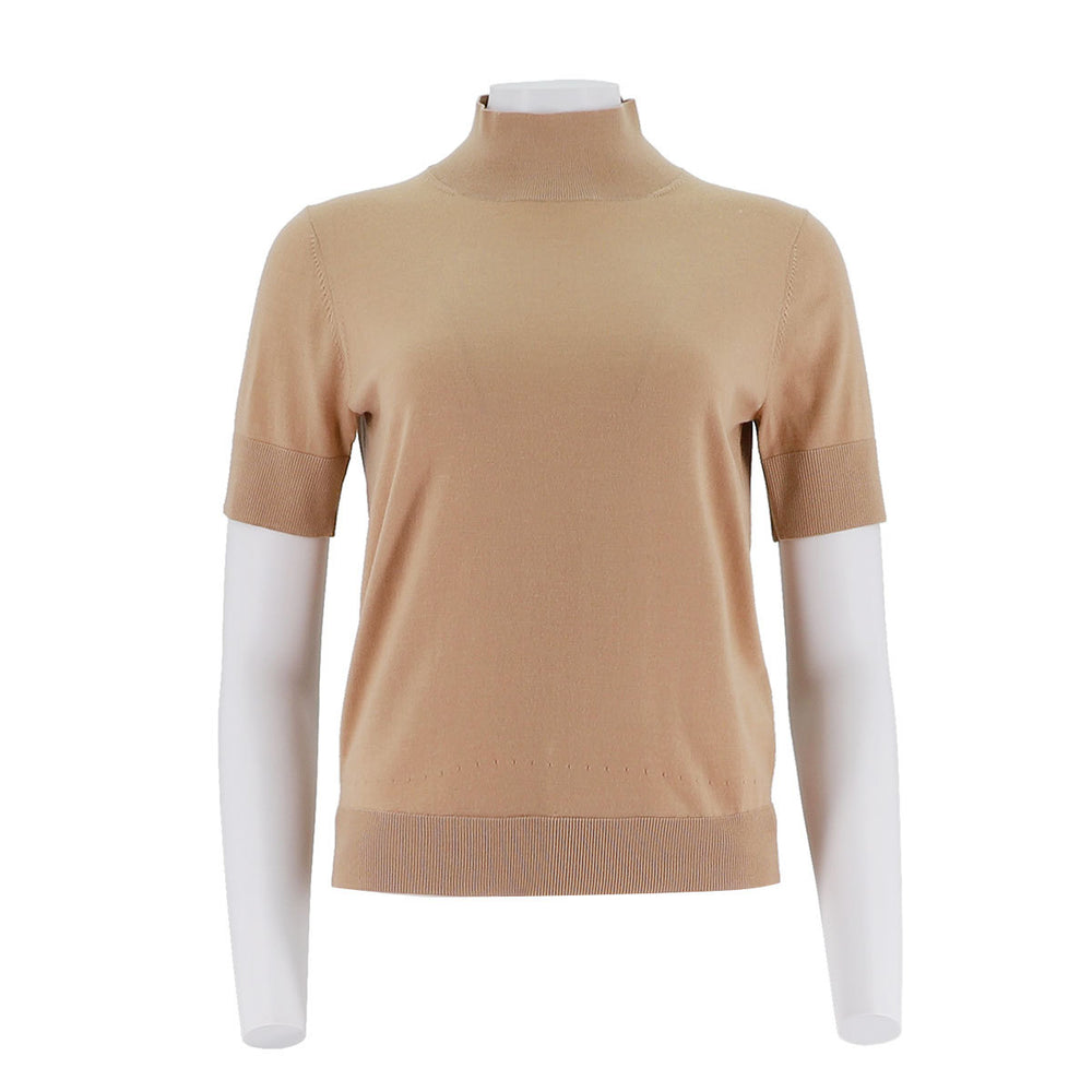 High Neck Short Sleeved Knitted Sweater