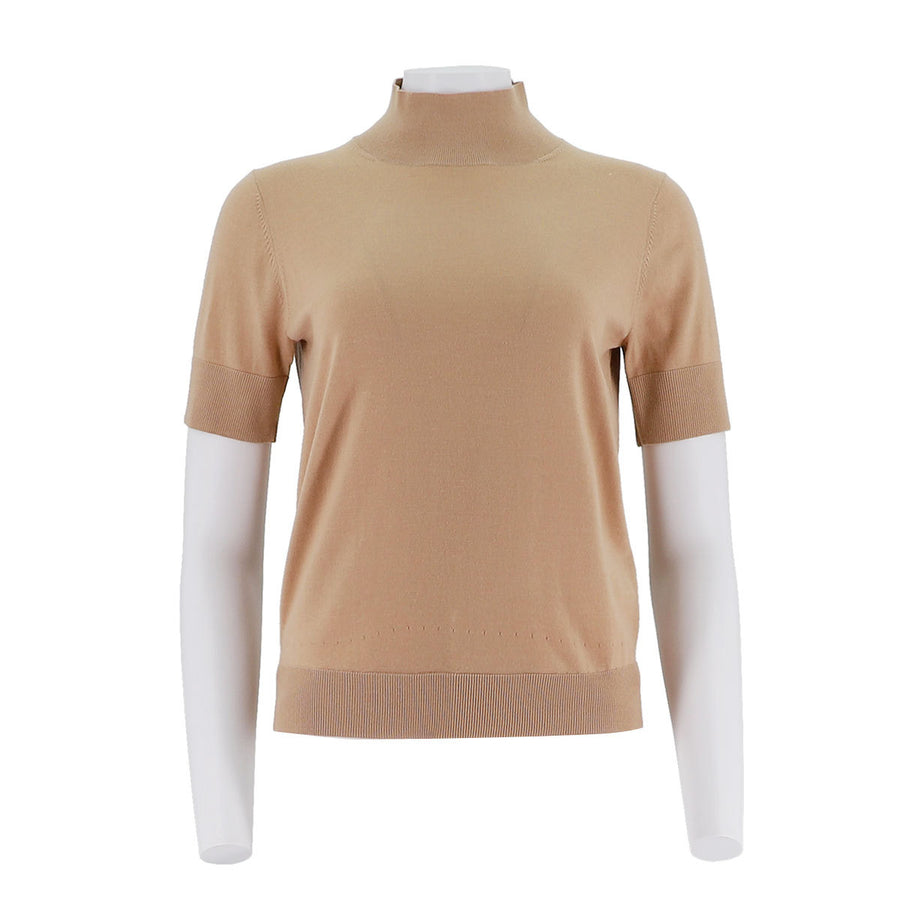 High Neck Short Sleeved Knitted Sweater