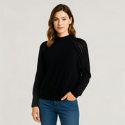 Mock-Neck Raglan Knit Pullover