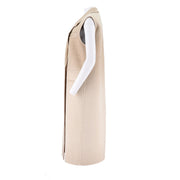 Long Woolen Lapel Vest Jacket