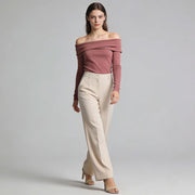 Wide Neck Long Sleeve Sweater