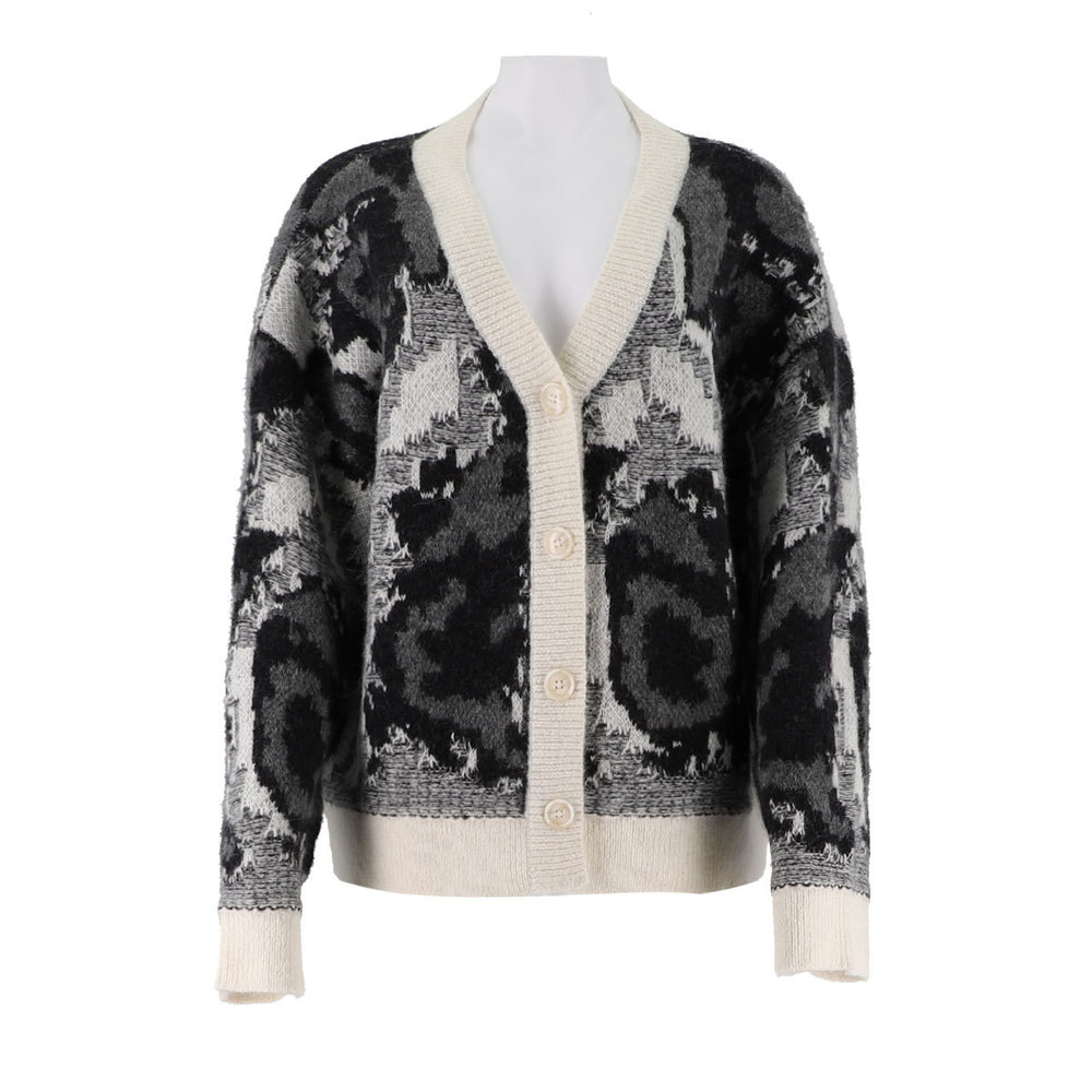Alpaca Merino Wool Button Up Jacquard Cardigan
