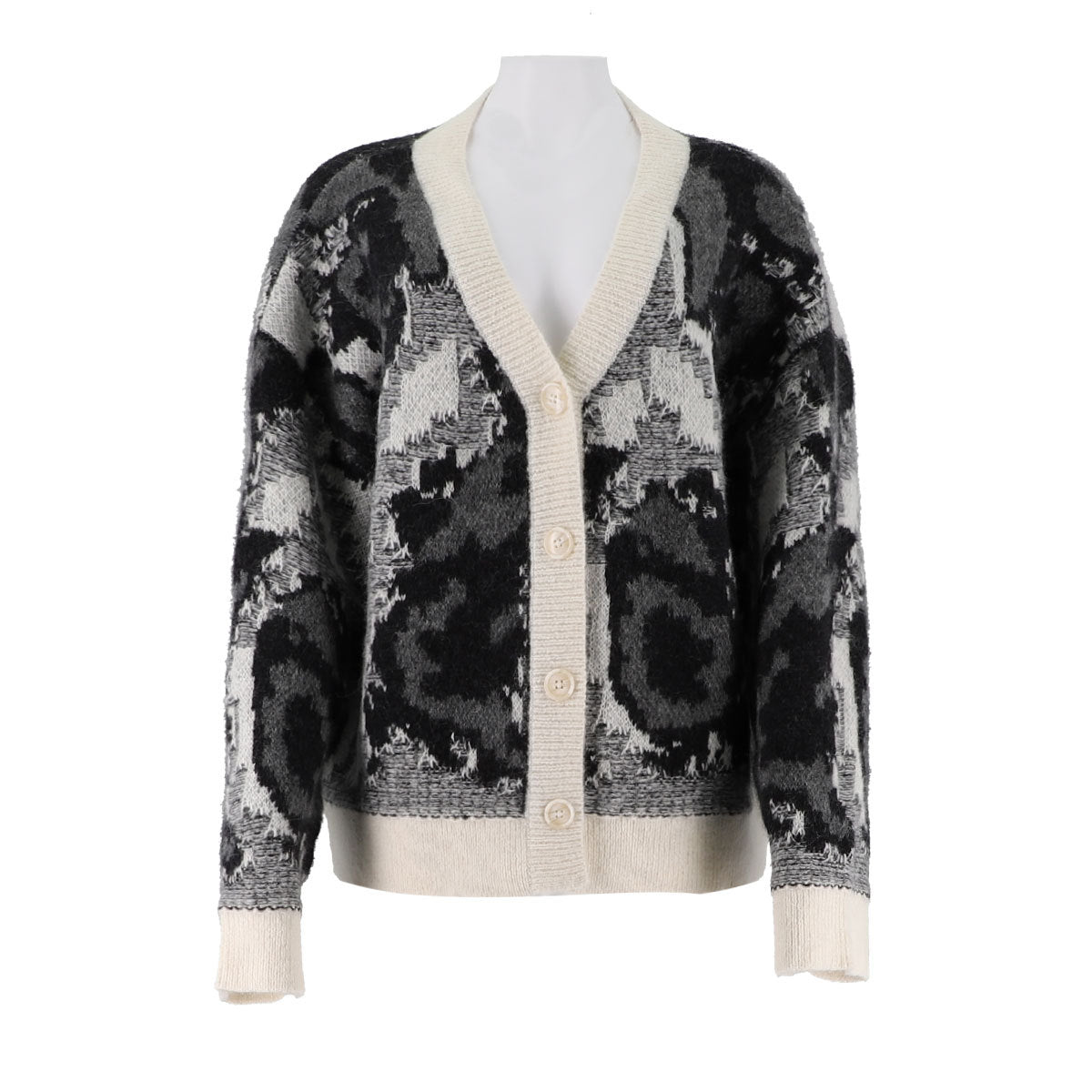 Alpaca Merino Wool Button Up Jacquard Cardigan