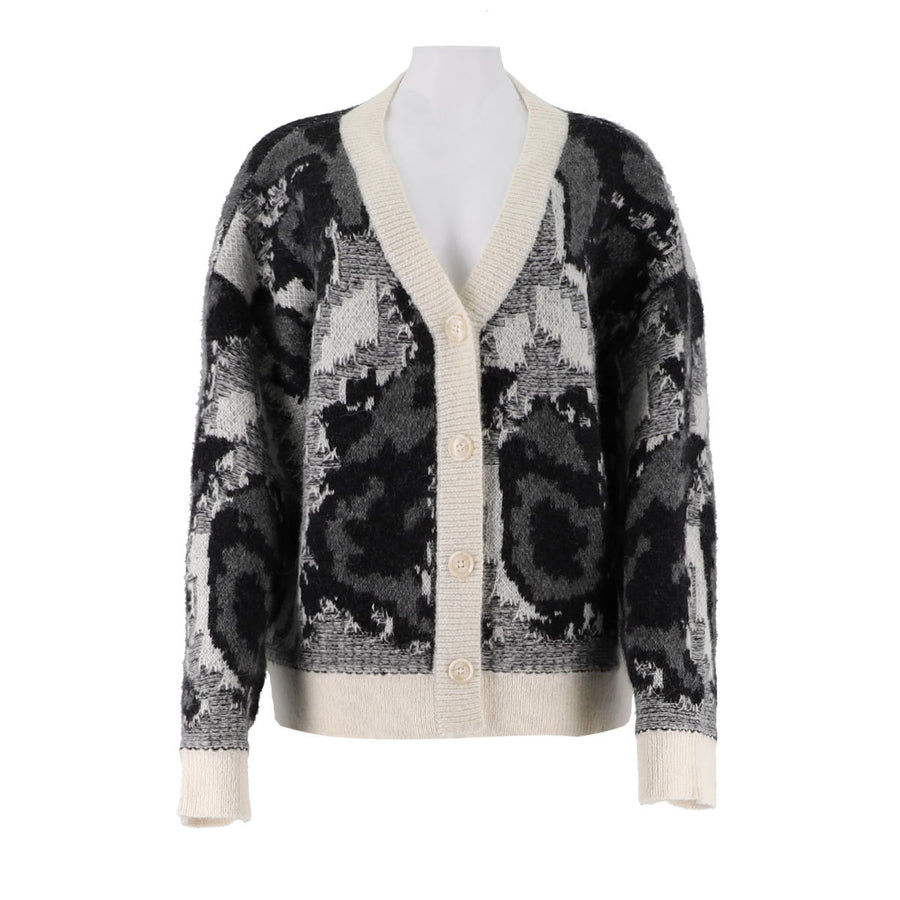 Alpaca Merino Wool Button Up Jacquard Cardigan