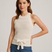 Pointelle Sleeveless Knit Top