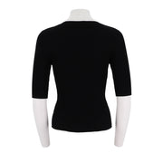 Fitted U-Neck Half Zip Knit Top