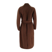 Womens Camel Silk Wool Long Coat
