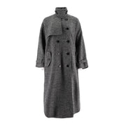 Womens Trench Style Herringbone Wool Coat