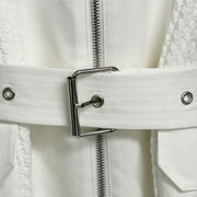 Mixed Media Belted Coat
