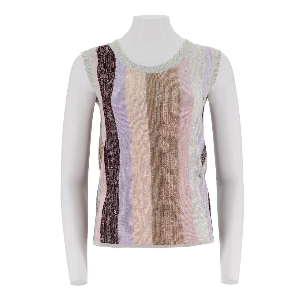 U-Neck Mixed Yarn Striped Tank