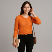 Single Breasted Knitted Sweater Jacket