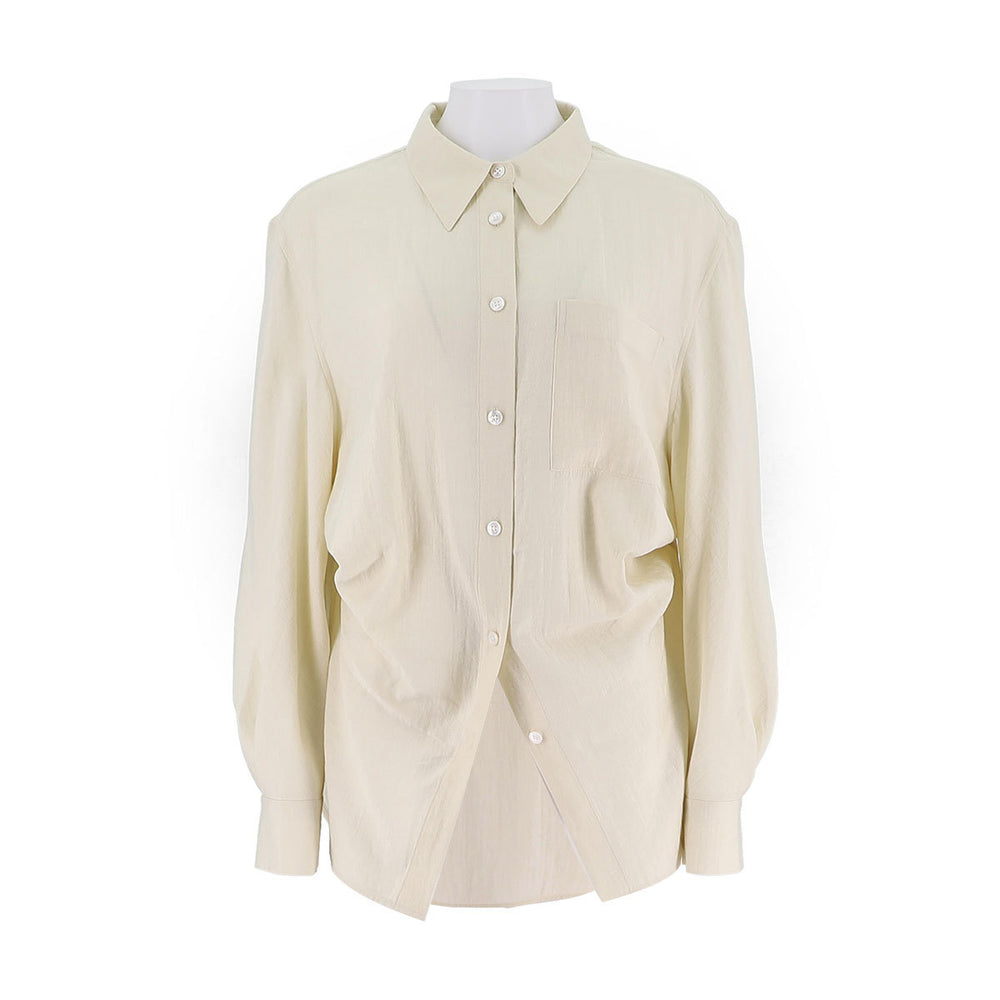 Polo Collar Loose Fit Combed Cotton Shirt