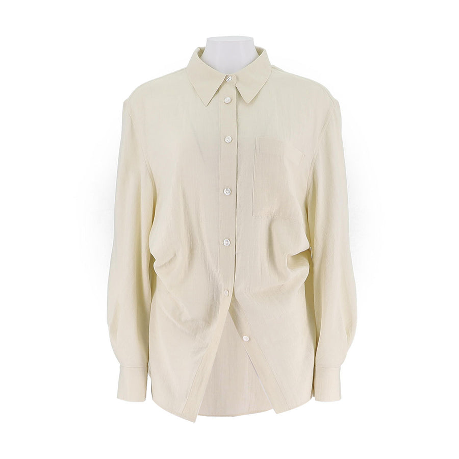 Polo Collar Loose Fit Combed Cotton Shirt