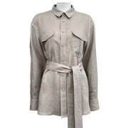 Linen Lace Up Long Sleeved Shirt